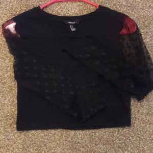 Black sheer crop shirt